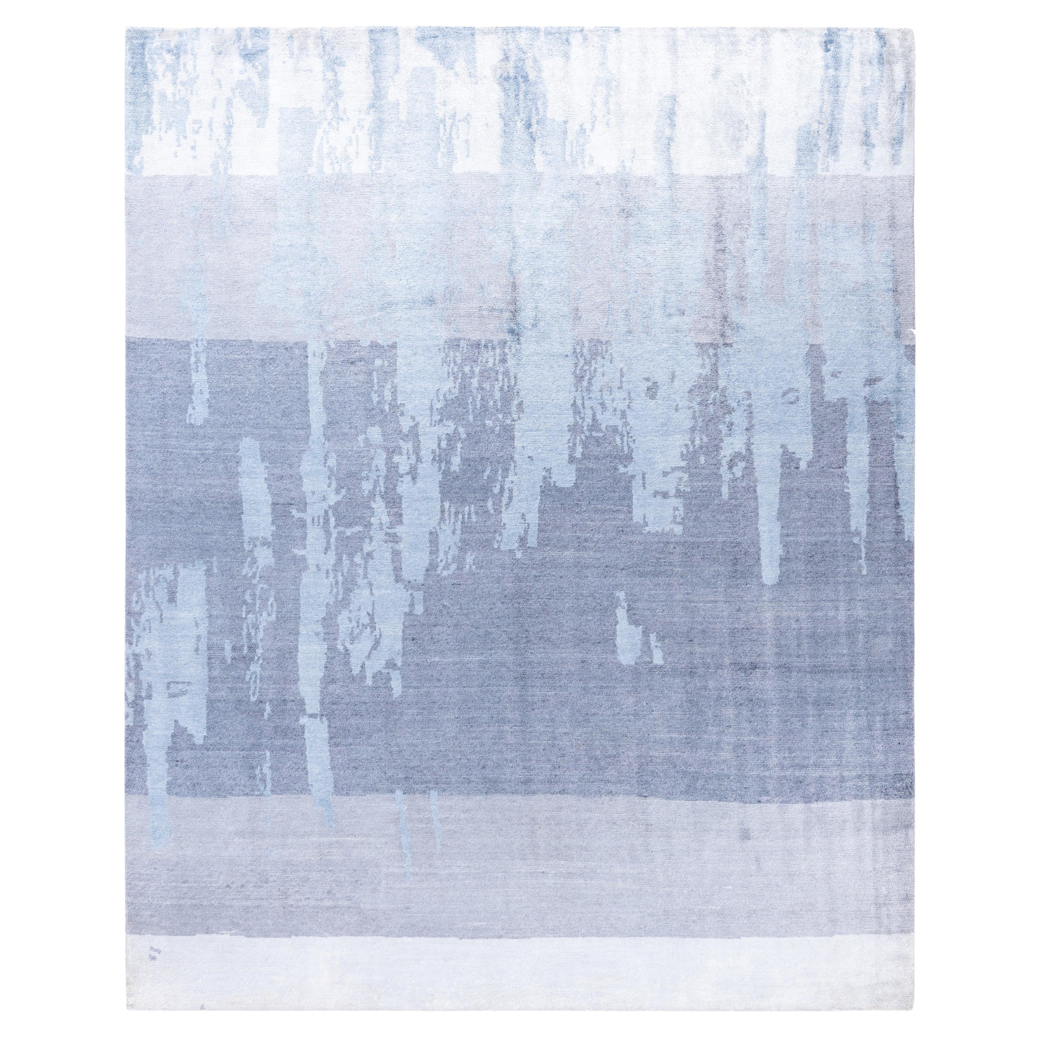 Contemporary Abstract Silk Hand Knoted Gray Area Rug Rug 8' 1" x 9' 10"