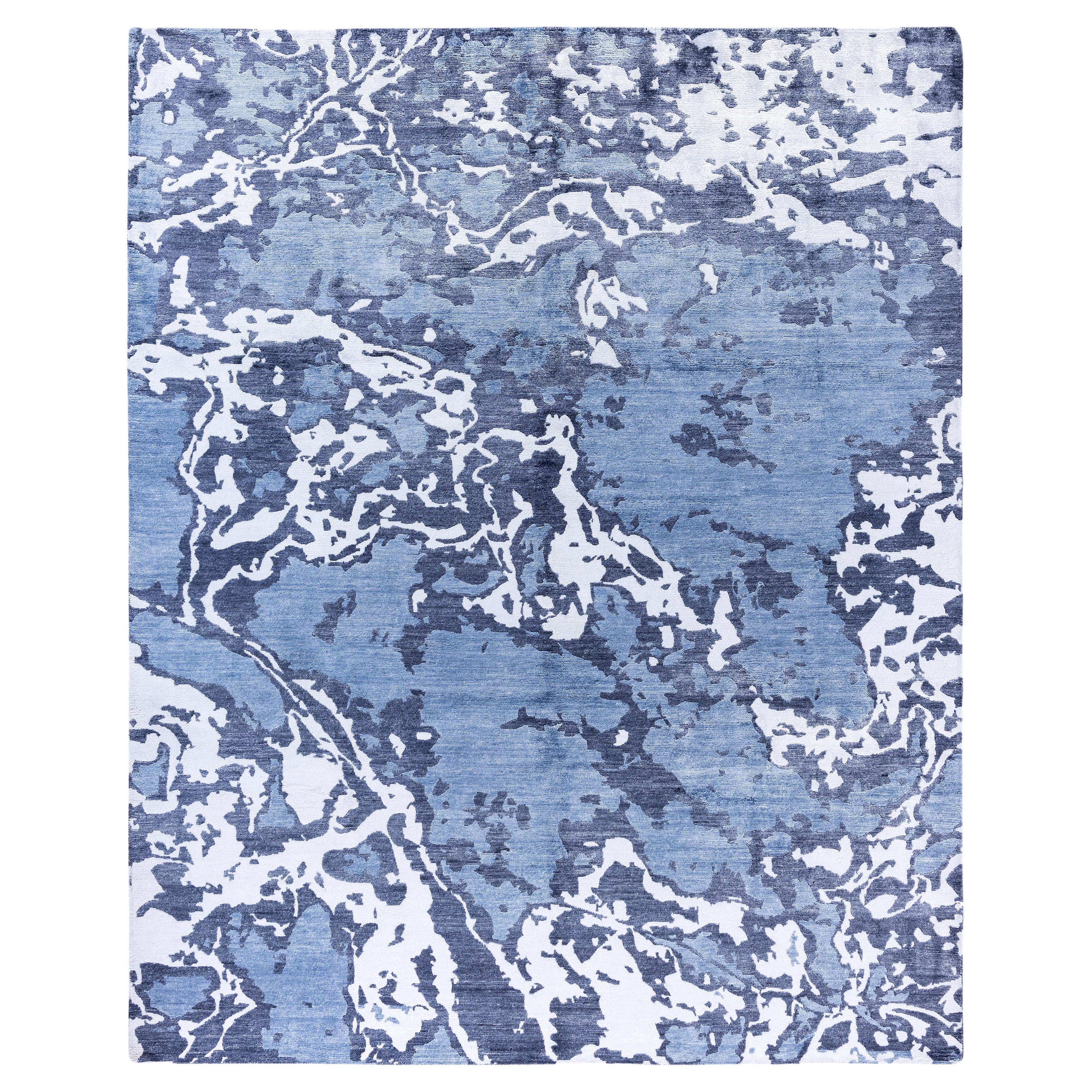 Contemporary Abstract Silk Hand Knotted Gray Area Rug 8' 2" x 10' 1"