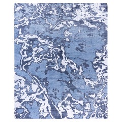 Contemporary Abstract Silk Hand Knoted Gray Area Rugs 8' 2" x 10' 1"