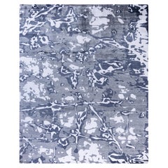 Contemporary Abstract Silk Hand Knotted Ivory Area Rug 8' 1" x 9' 10"