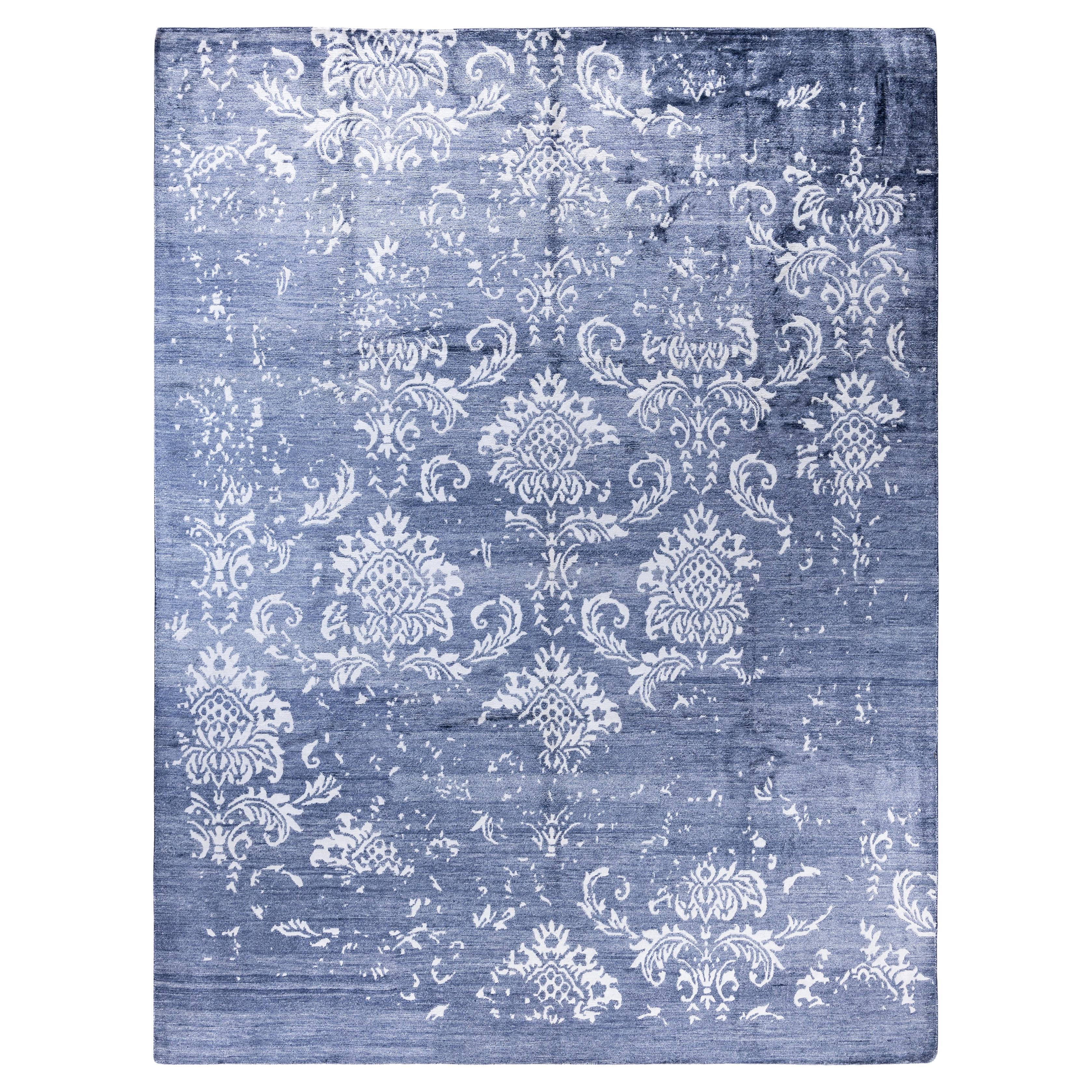 Contemporary Abstract Silk Hand Knotted Ivory Area Rug 9' 0" x 11' 10"
