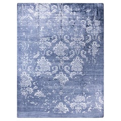 Contemporary Abstract Silk Hand Knotted Ivory Area Rug 9' 0" x 11' 10"