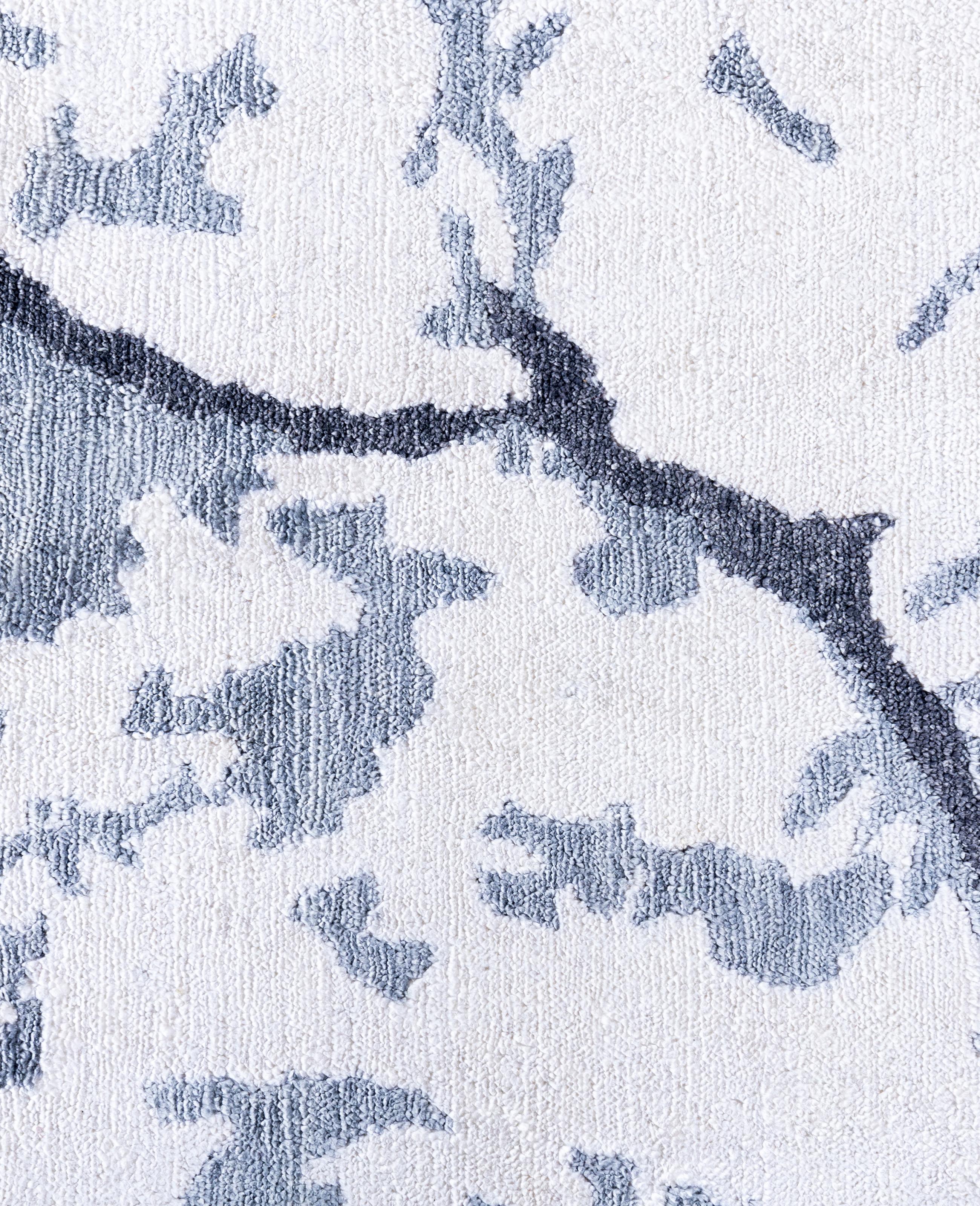 Indien Contemporary Abstract Silk Hand Knots Rugs Ivory 9' 0