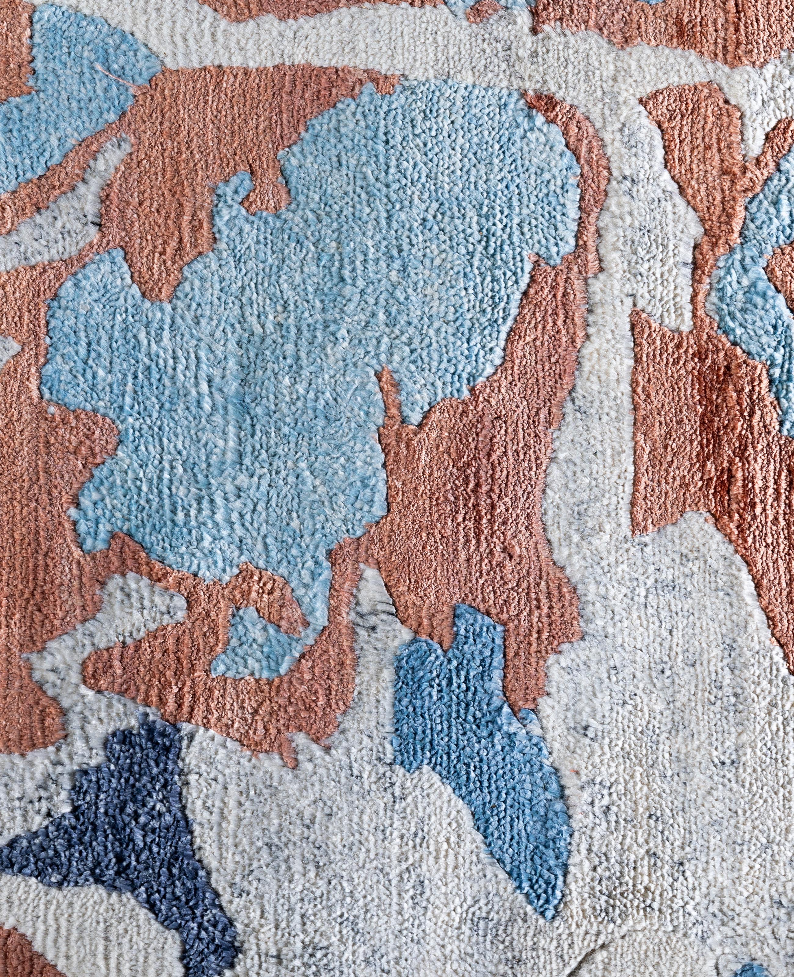 Indiano Contemporary Abstract Silk Hand Knots Rugs Ivory Area Rug 9' 2