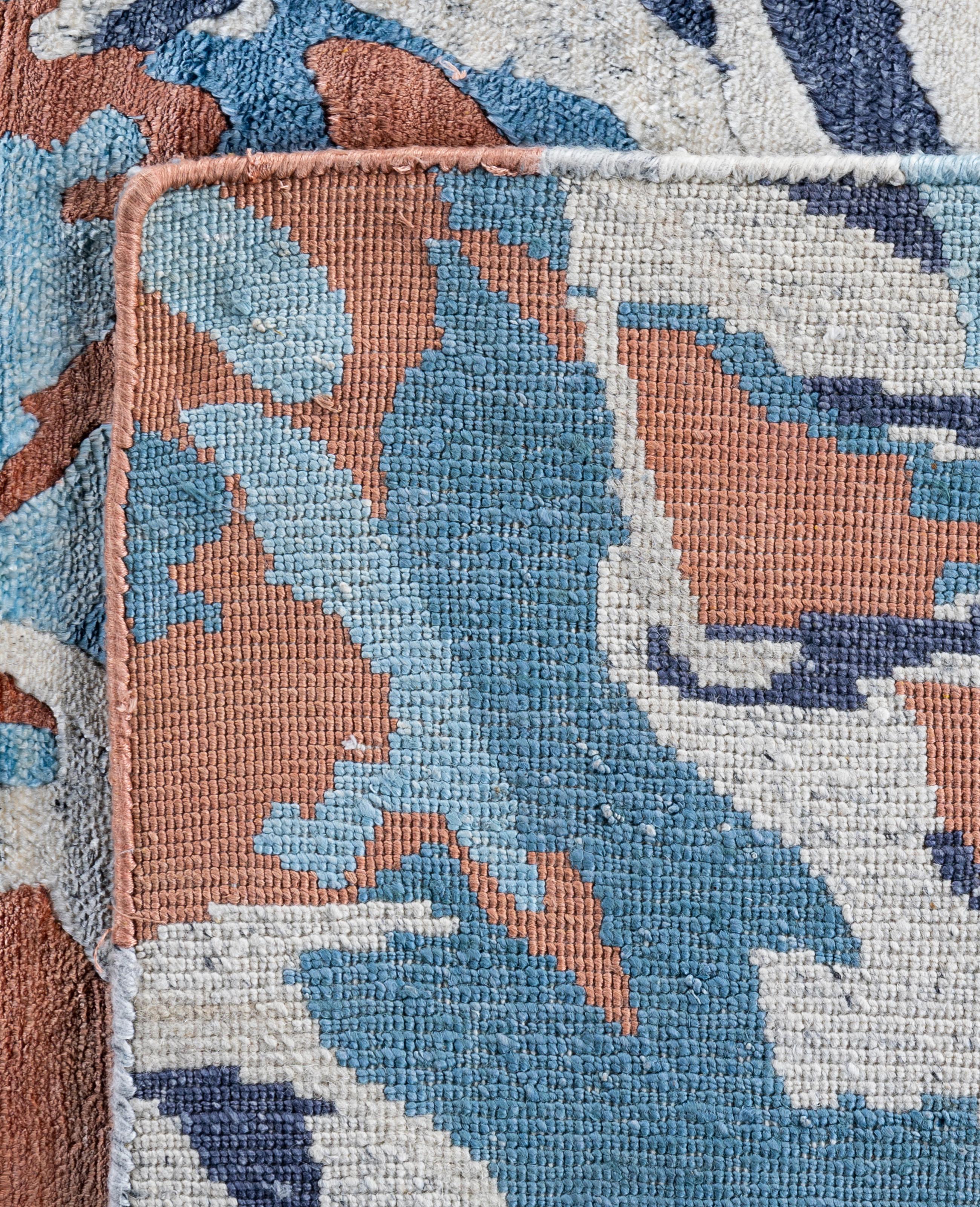 Contemporary Abstract Silk Hand Knots Rugs Ivory Area Rug 9' 2
