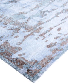 Contemporary Abstract Silk Hand Knotted Purple Area Rug 8' 0" x 9' 10"