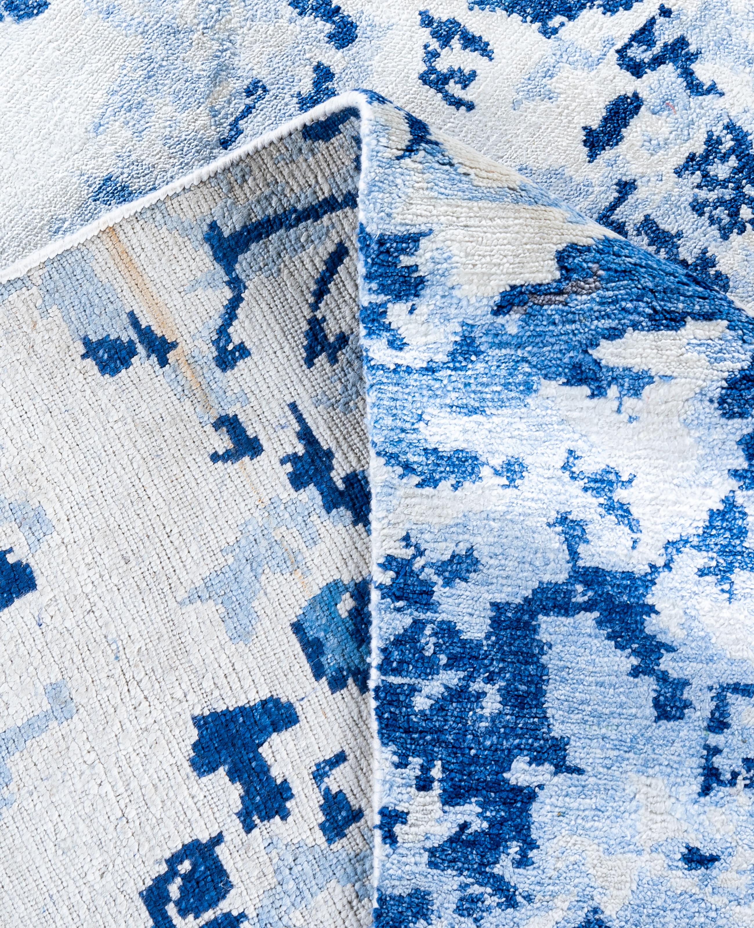 XXI secolo e contemporaneo Contemporary Abstract Silk Hand Knots Rugs Area Rugged White 8' 0