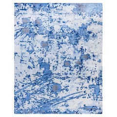 Contemporary Abstract Silk Hand Knotsted White Area Rug 8' 0" x 10' 0"