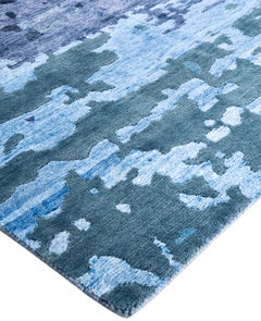 Contemporary Abstract Silk, Wool Hand Knotted Gray Area Rug 9' 0" x 12' 4"