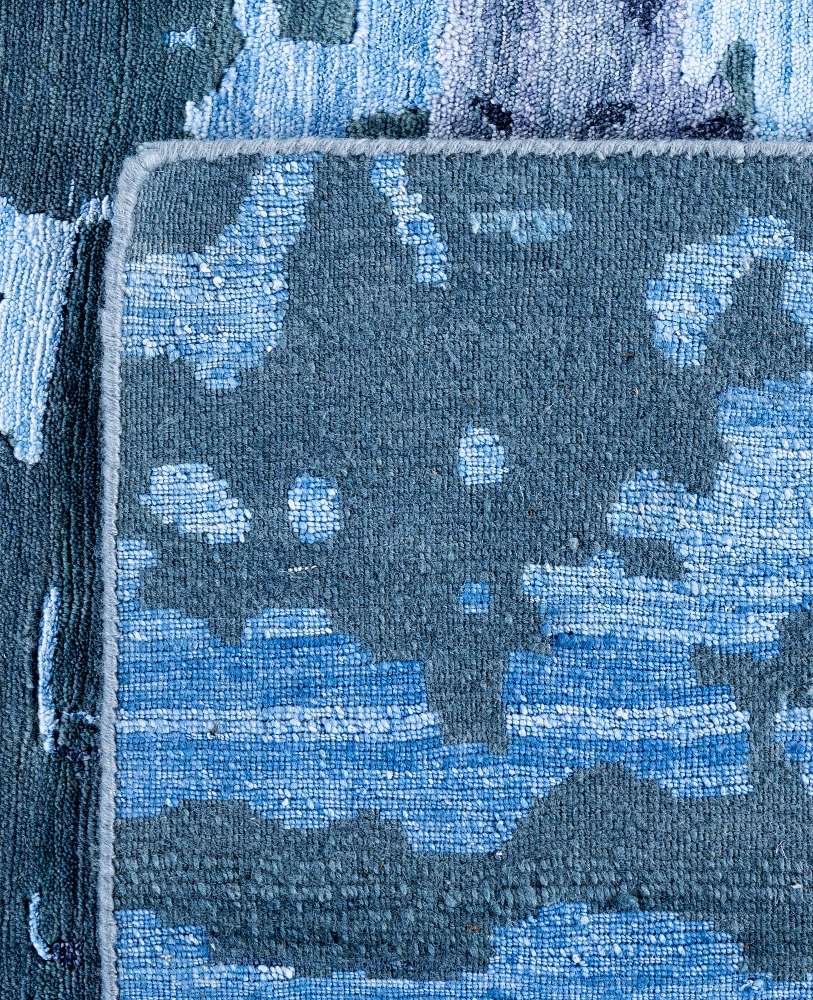 Contemporary Abstract Silk, Wool Hand Knotted Gray Area Rugs 9' 0