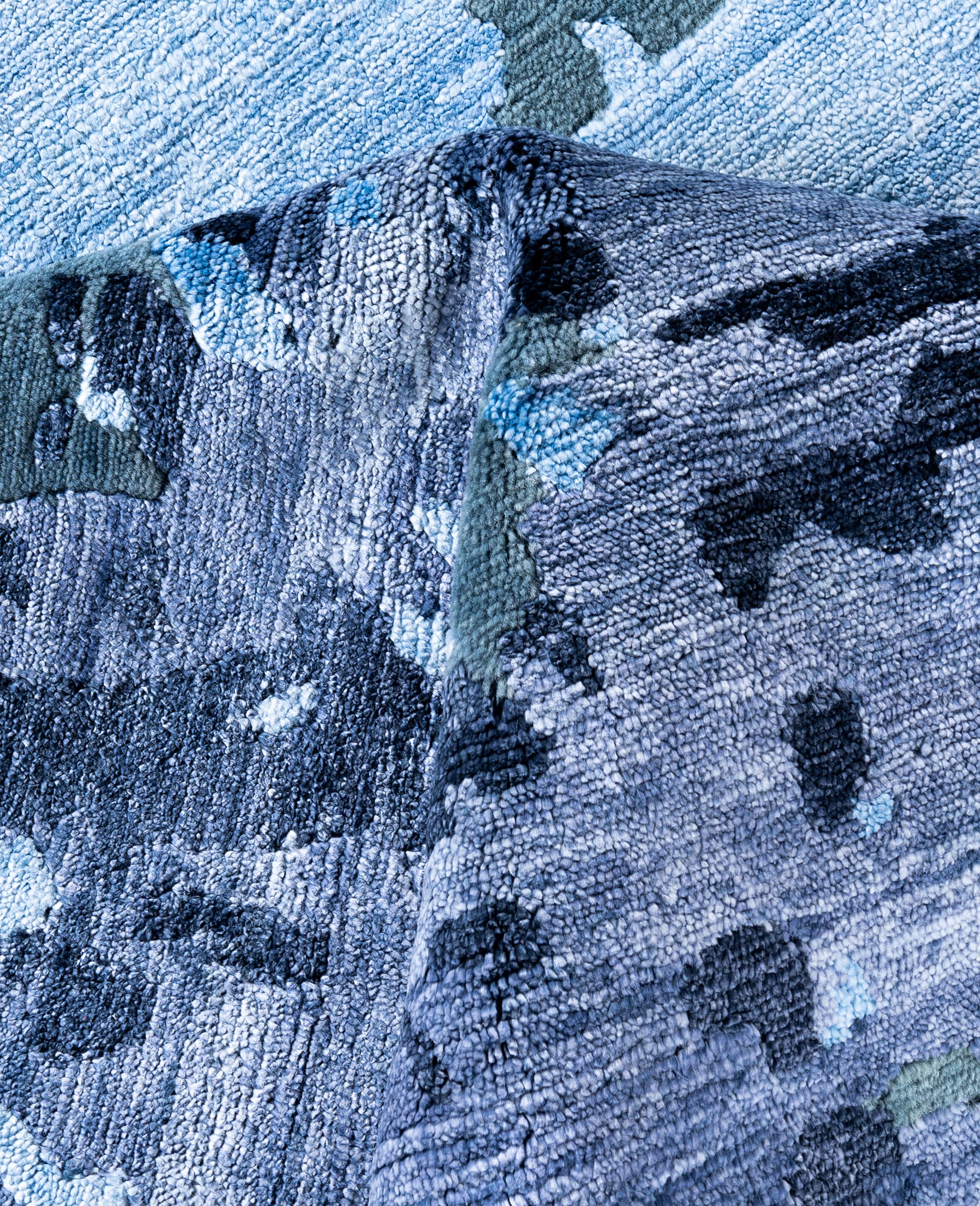 Lana Contemporary Abstract Silk, Wool Hand Knotted Gray Area Rugs 9' 0
