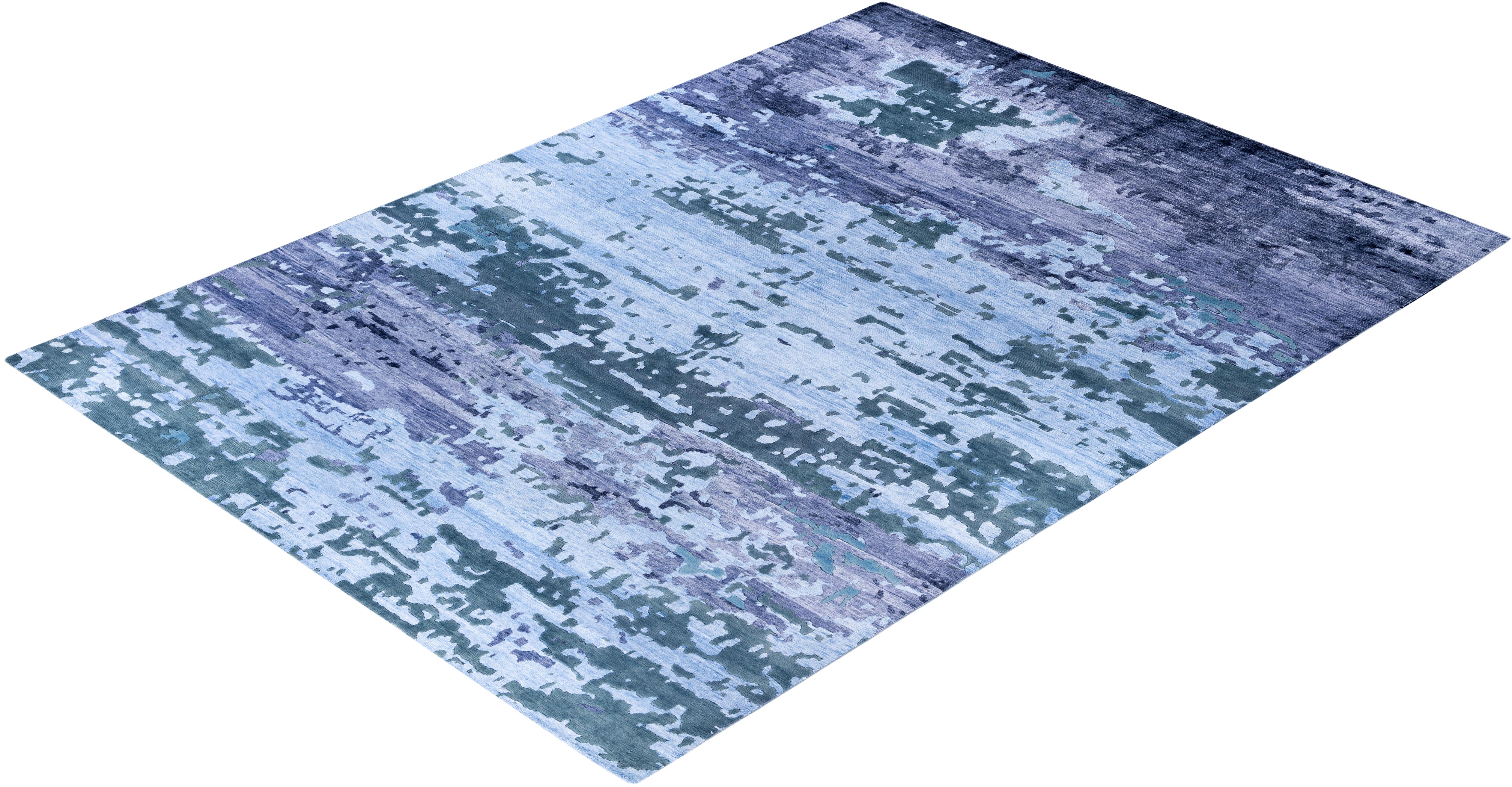 Contemporary Abstract Silk, Wool Hand Knotted Gray Area Rugs 9' 0