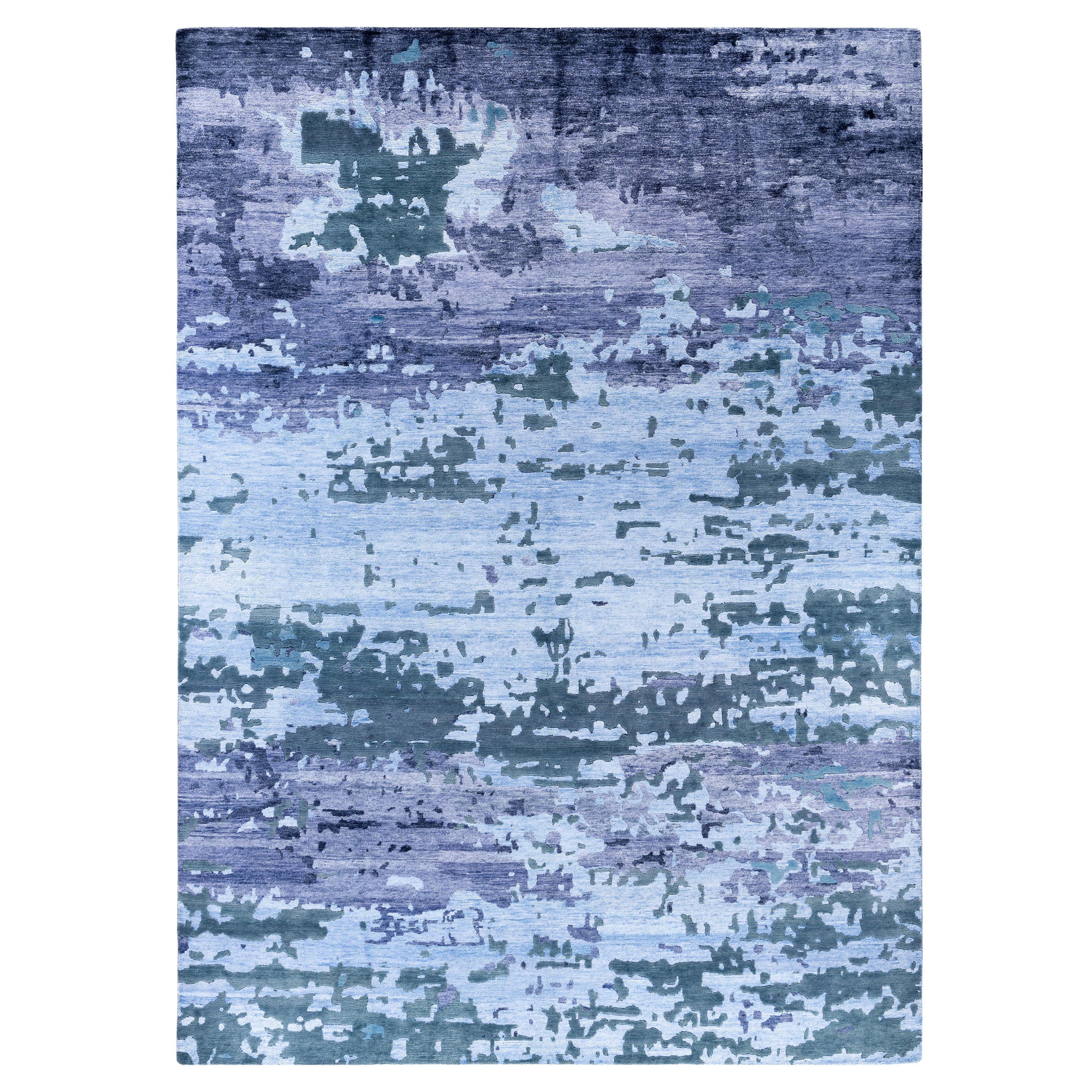 Contemporary Abstract Silk, Wool Hand Knotted Gray Area Rugs 9' 0" x 12' 4"