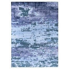 Contemporary Abstract Silk, Wool Hand Knotsted Gray Area Rug 9' 0" x 12' 4"