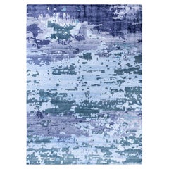 Contemporary Abstract Silk, Wool Hand Knotted Green Area Rugs 9' 1" x 12' 4"
