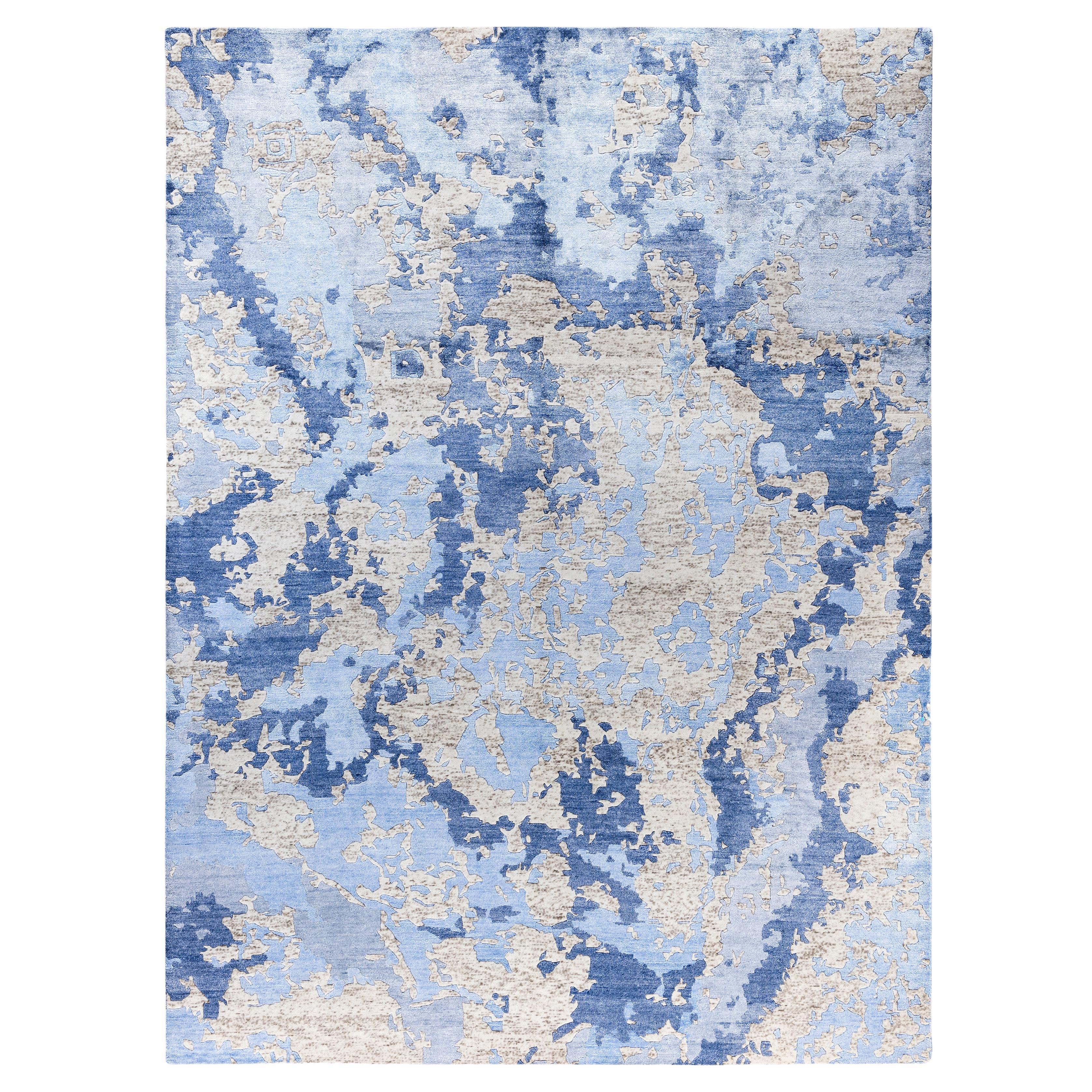 Contemporary Abstract Silk, Wool Hand Knotted Ivory Area Rug 9' 1" x 12' 2"