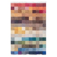 Contemporary Abstract Slate Blue Carpet "Polychrome" by Doris Leslie Blau