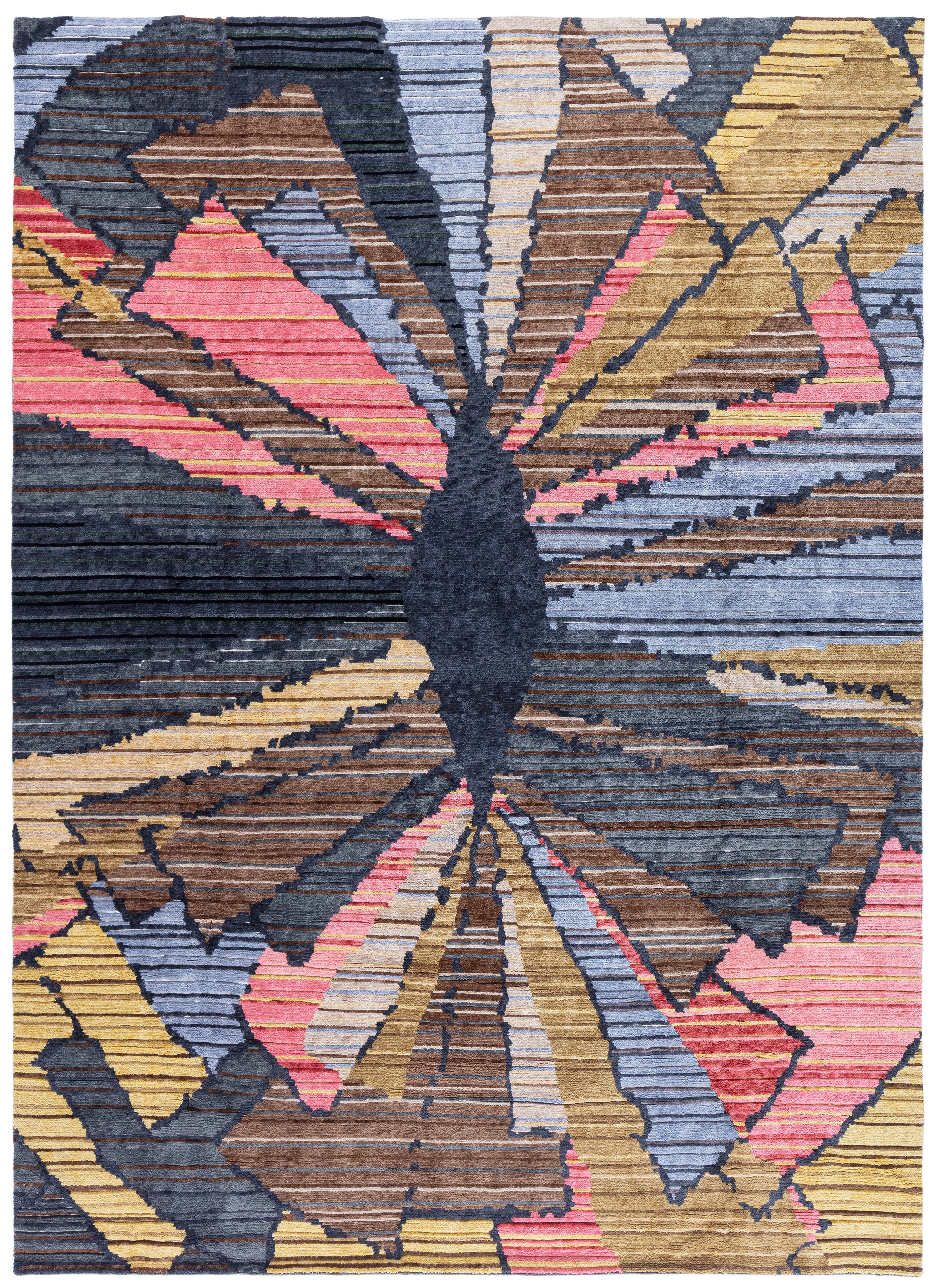 Contemporary Abstract Slate Gray Hand-Knotted Rug "Sauron" by Doris Leslie Blau