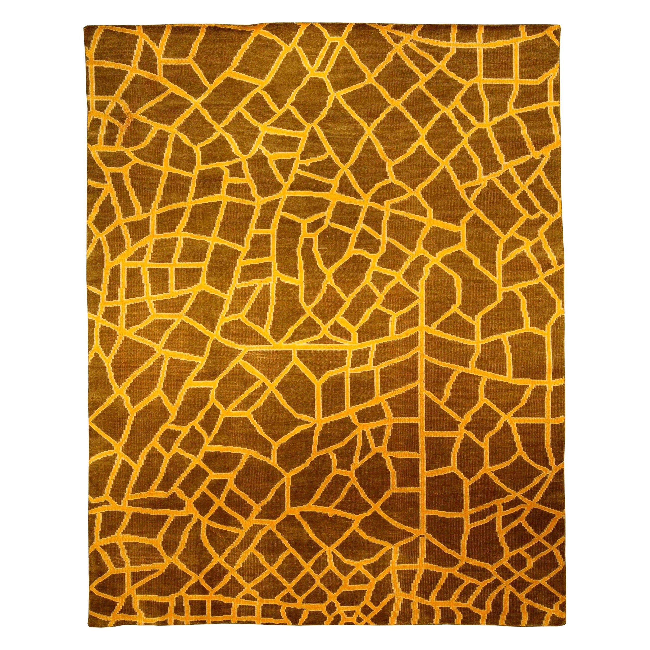 Contemporary Abstract Snake Skin Handmade Wool Rug by Doris Leslie Blau