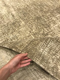 Contemporary Abstract Solid Warm Tan Silk Rug "Miragold" by Doris Leslie Blau