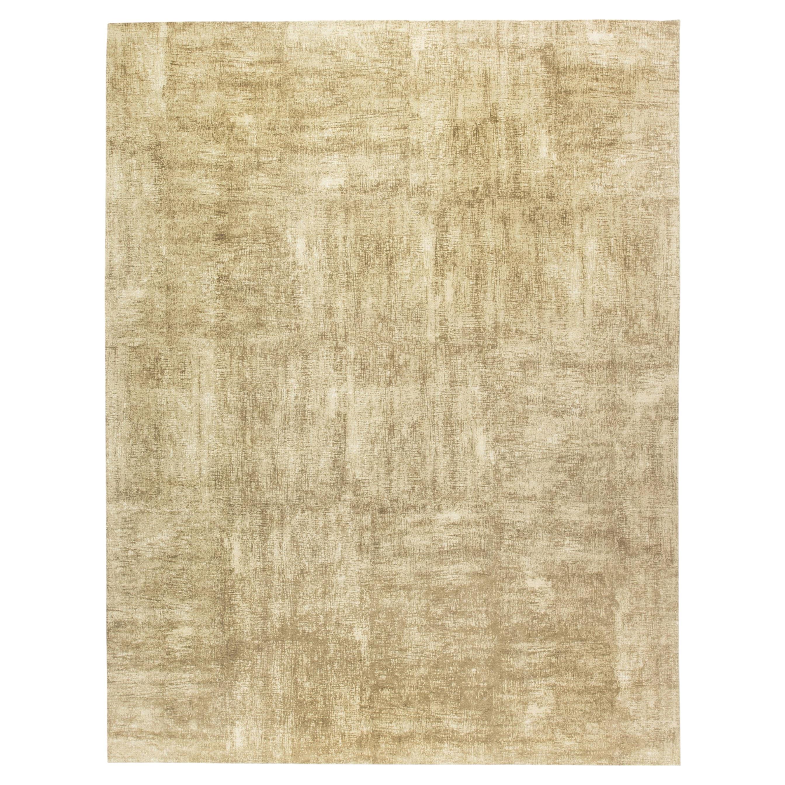 Contemporary Abstract Solid Warm Tan Silk Rug "Miragold" by Doris Leslie Blau
