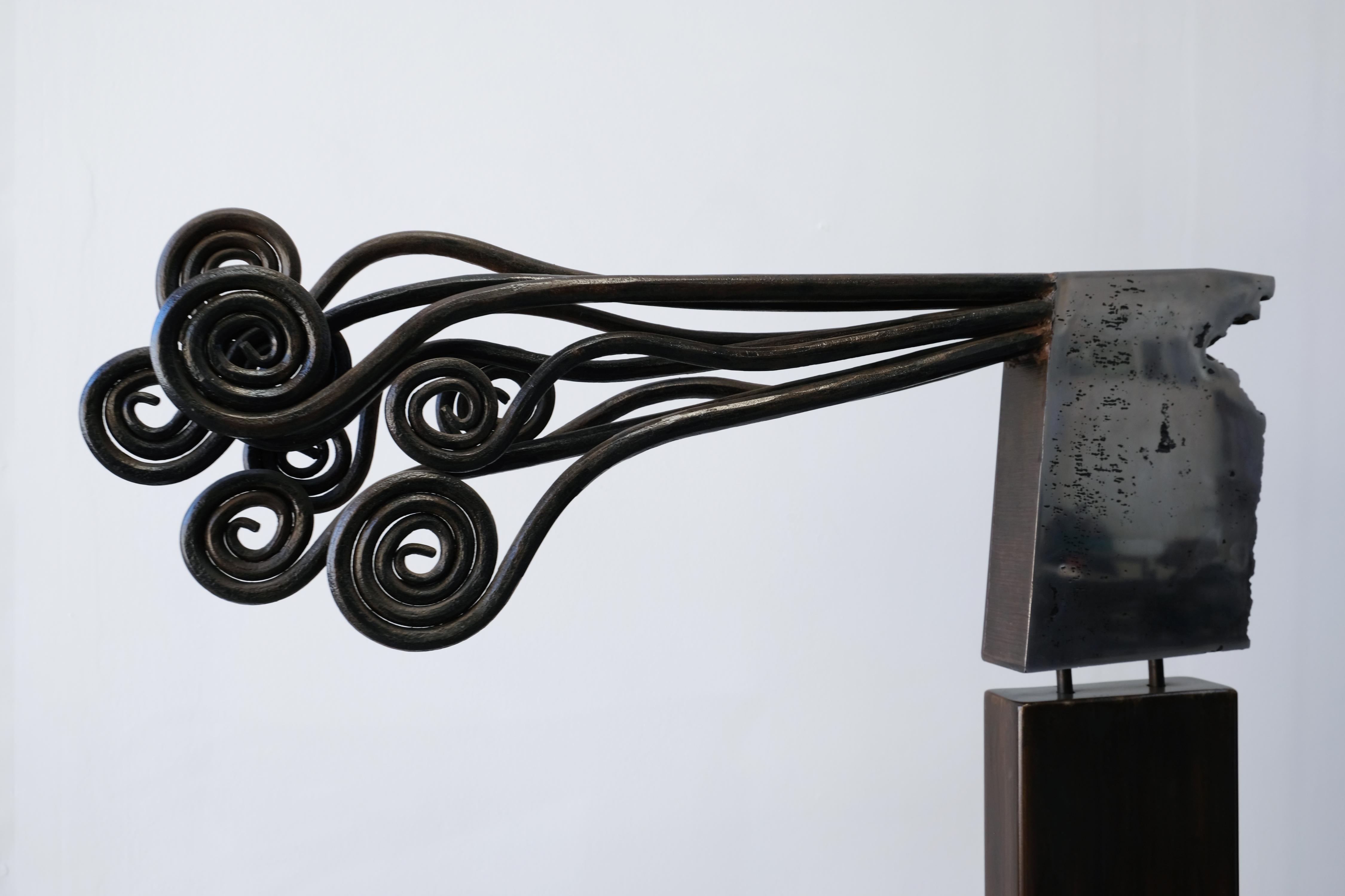 Americano Scultura astratta contemporanea in acciaio 