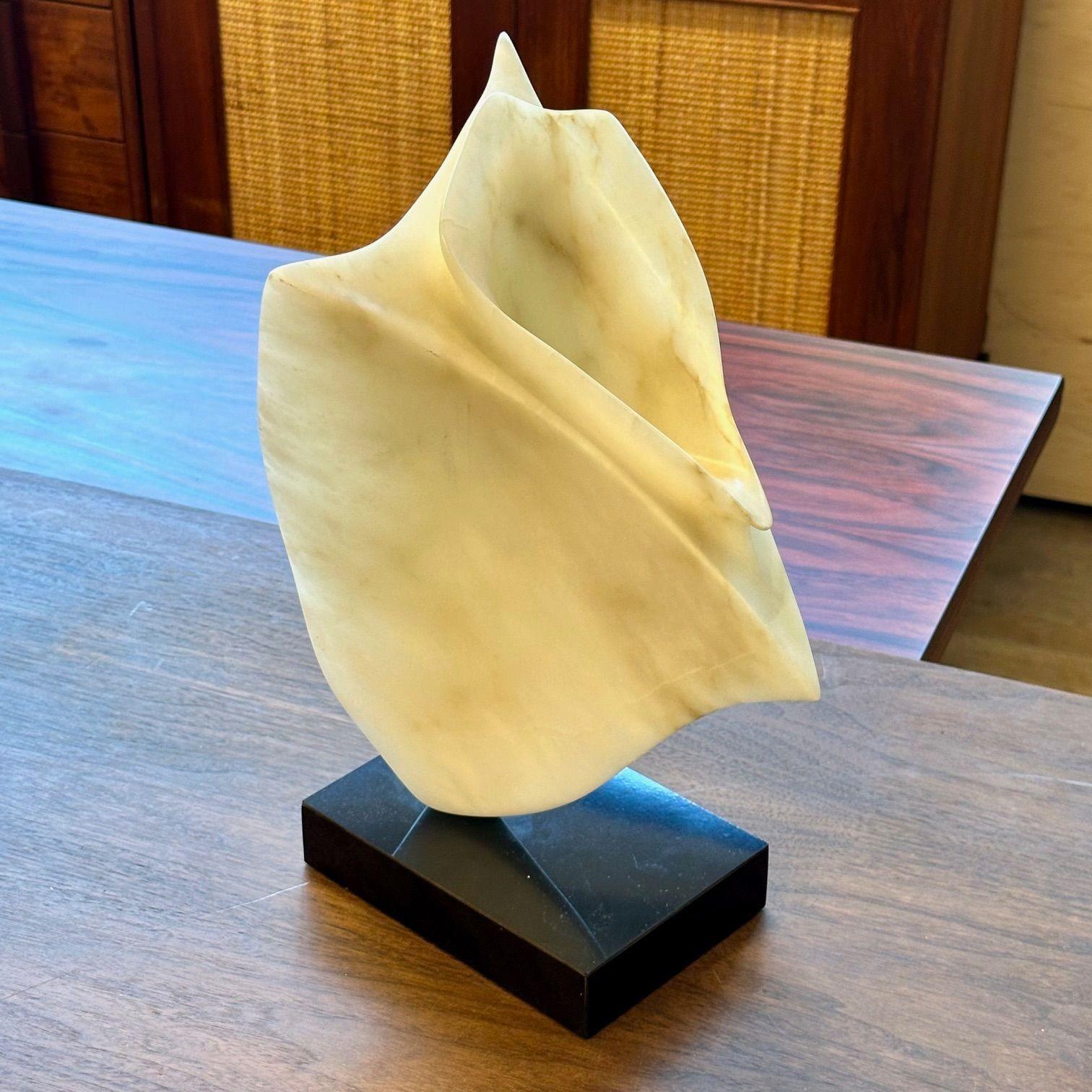 Contemporary Abstract Stone / Marble Sculpture on Base, Organic Form, 1990s In Good Condition For Sale In Stamford, CT