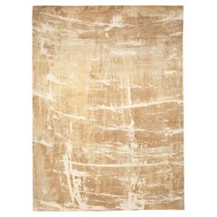 Contemporary Abstract Tan With Beige Silk Carpet "Desert" by Doris Leslie Blau