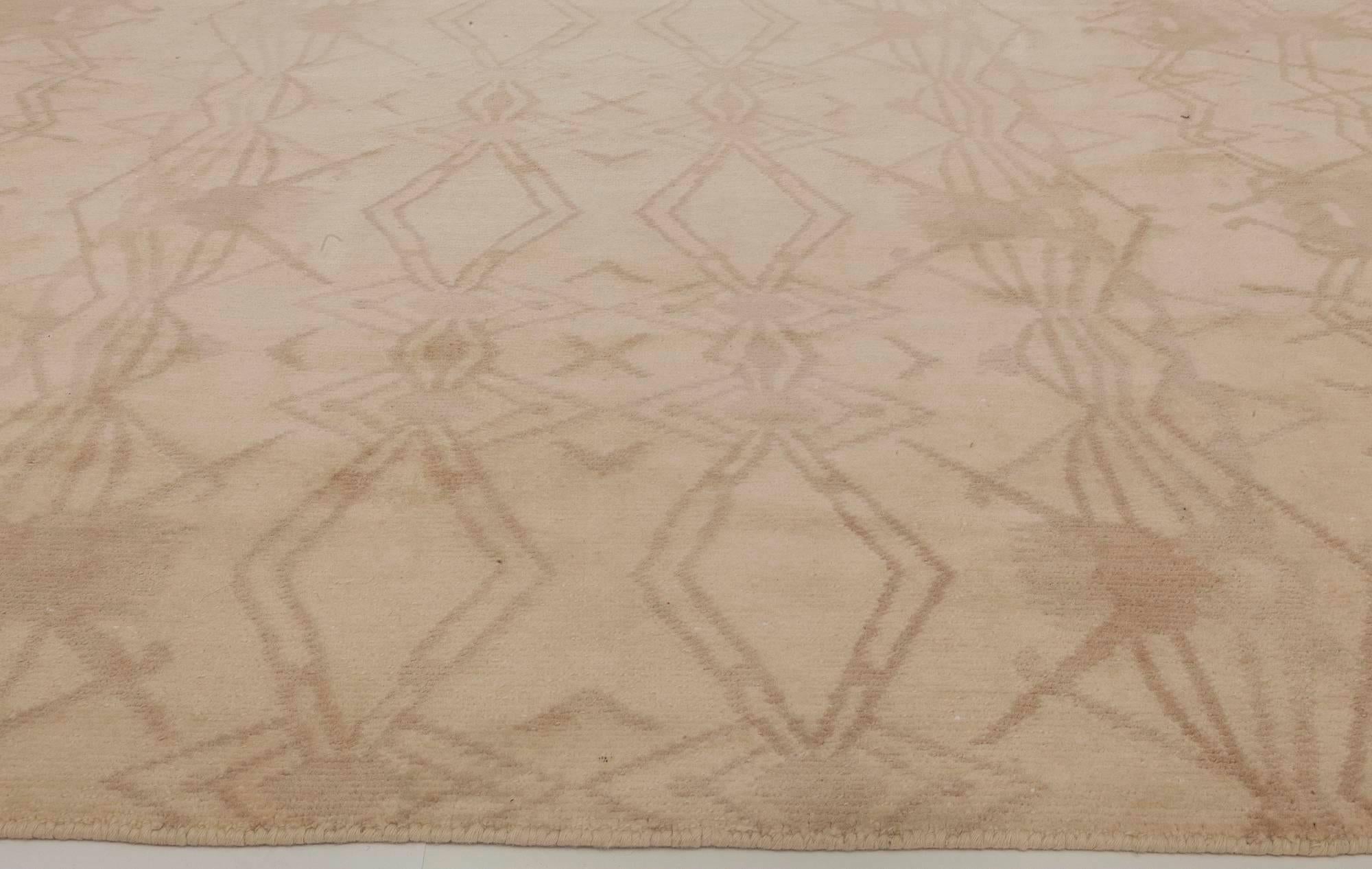 Contemporary Abstract Taupe and Beige Handmade Wool Rug by Doris Leslie Blau In New Condition For Sale In New York, NY