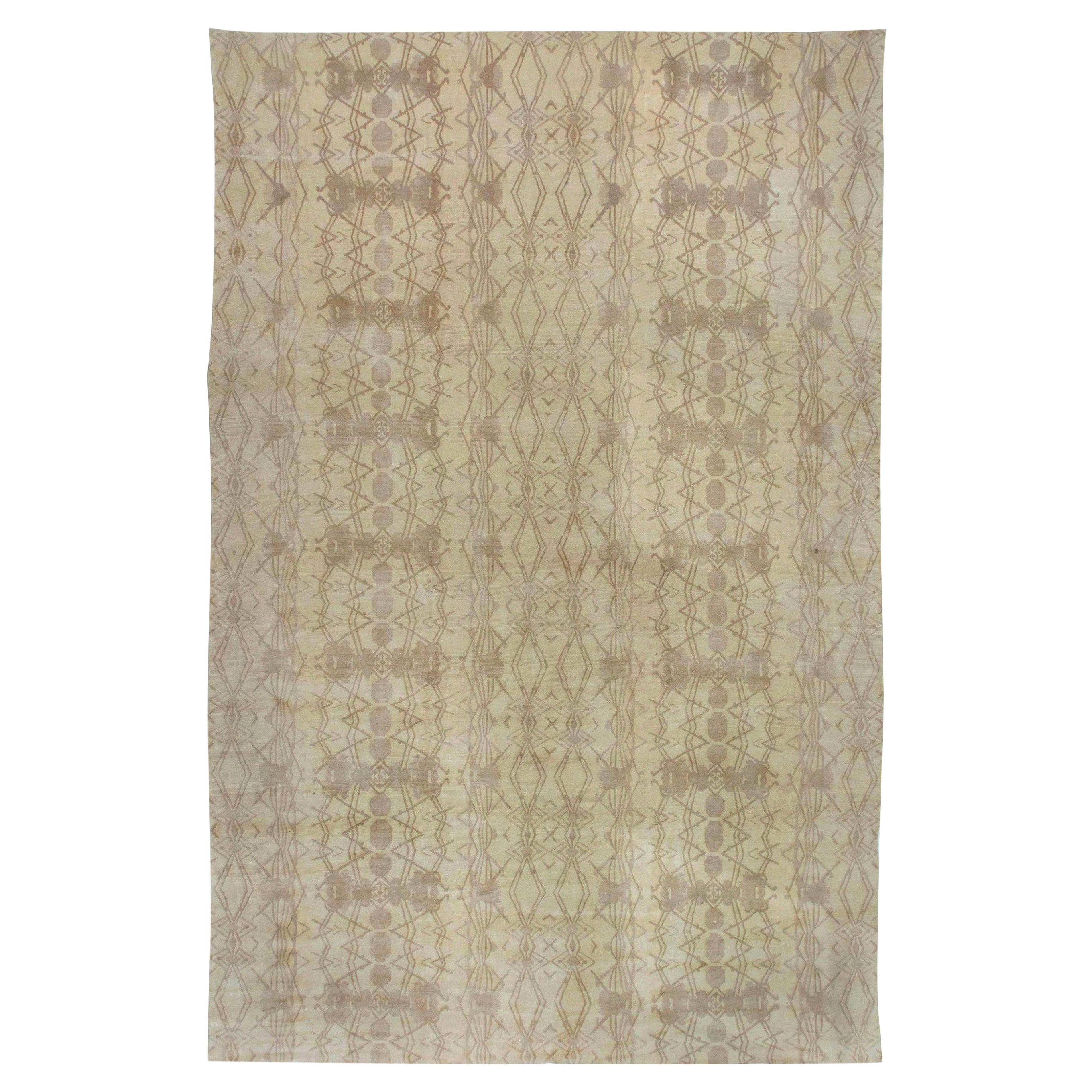 Contemporary Abstract Taupe and Beige Handmade Wool Rug by Doris Leslie Blau For Sale