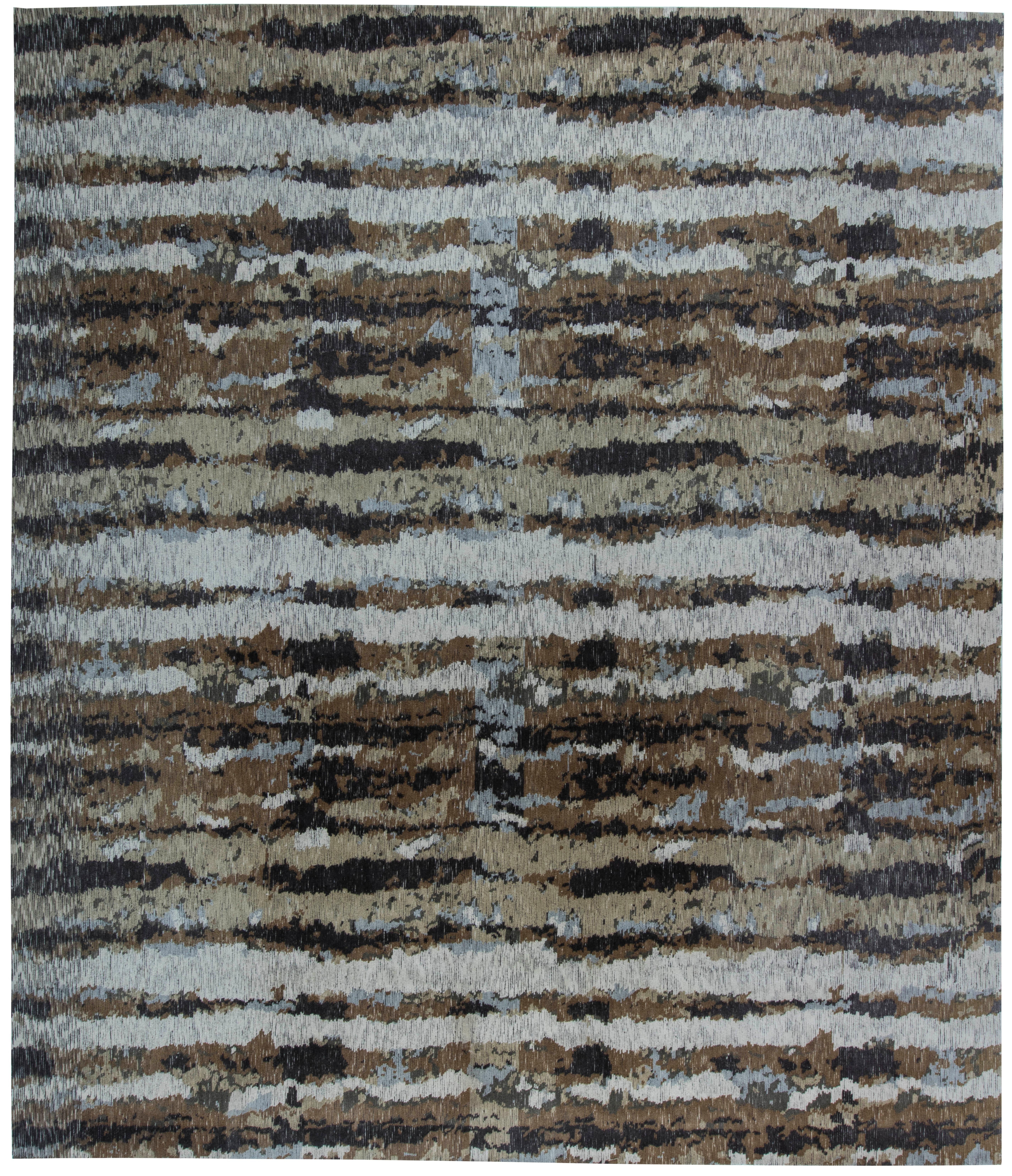Contemporary Modern Abstract Tibetan Wool & Silk Rug by Doris Leslie Blau For Sale