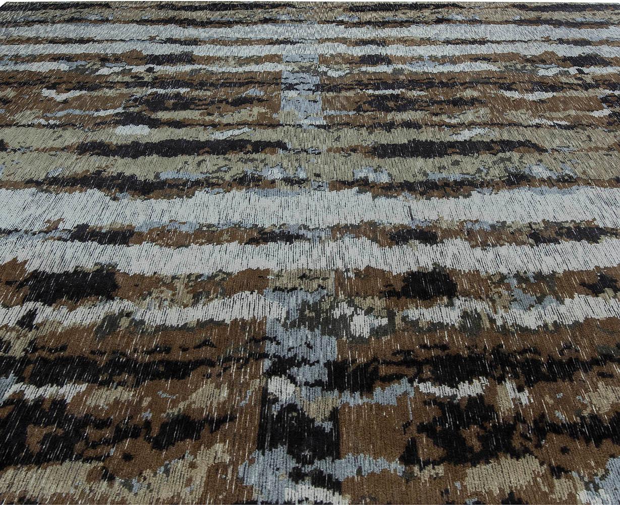Contemporary Abstract Tibetan Handmade Wool and Silk Rug by Doris Leslie Blau For Sale 2