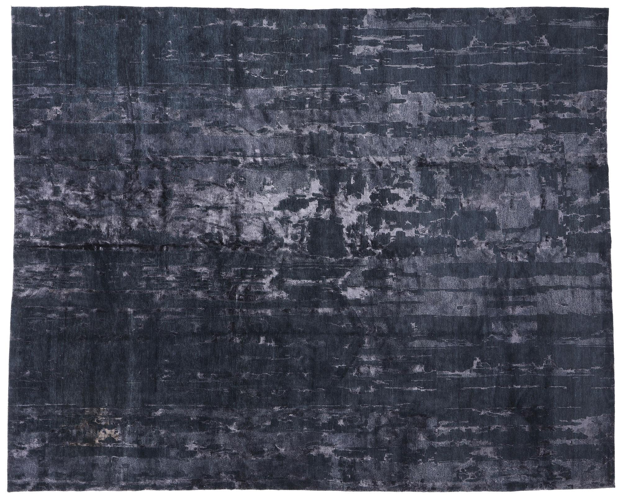 Contemporary Abstract Tibetan Wool and Silk Carpet, 12'00 x 14'11 For Sale 4