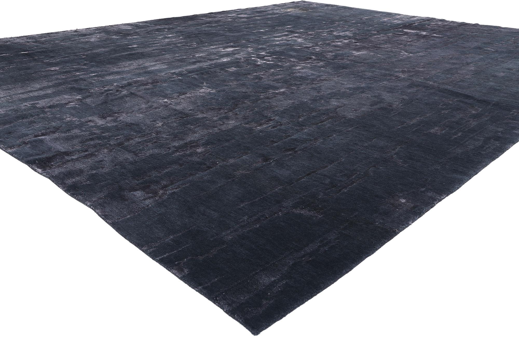 79076 Modern Obscured Depths Tibetan Rug, 12'00 x 14'11. Enigmatic and entrancing, “Obscured Depths” is a tailor-made masterpiece of ethereal allure—an exceptional hand-knotted Tibetan rug that weaves together luxury, craftsmanship, and the timeless