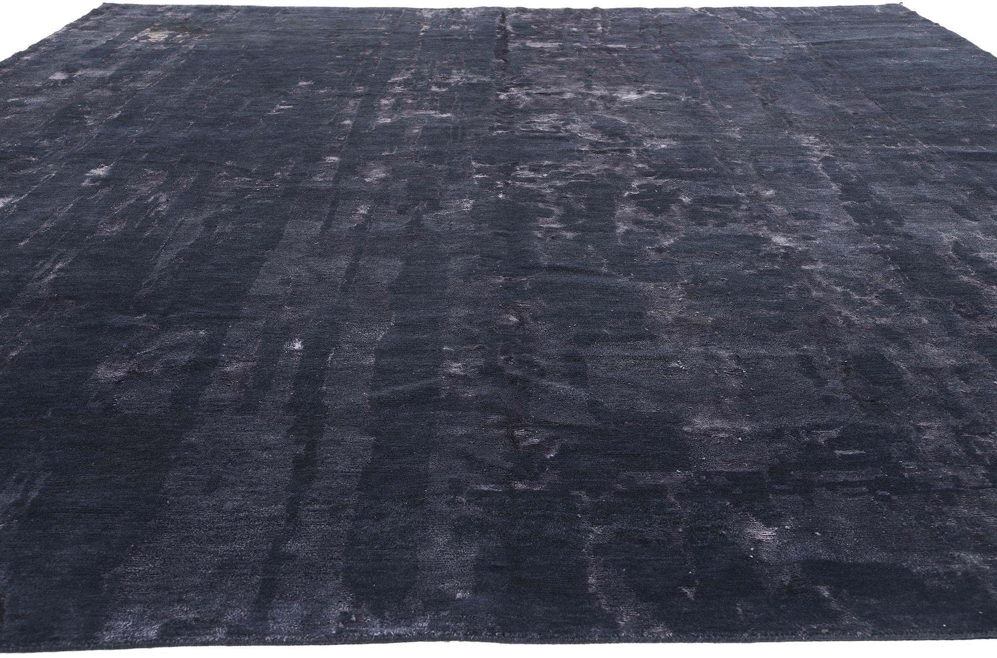 Mid-Century Modern Contemporary Abstract Tibetan Wool and Silk Carpet, 12'00 x 14'11 For Sale