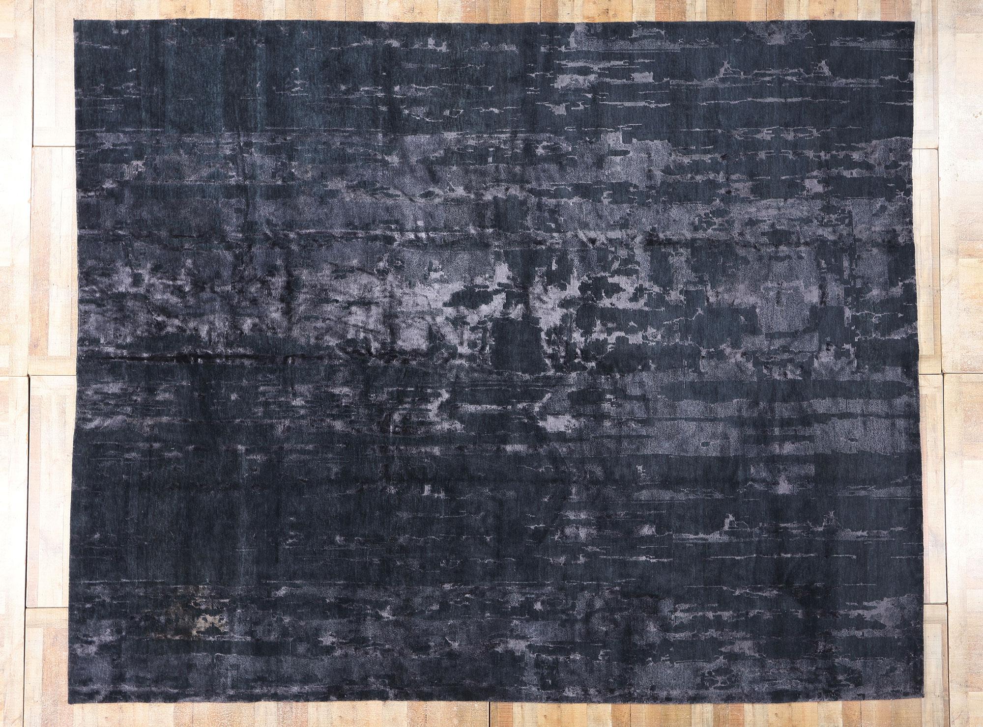 Contemporary Abstract Tibetan Wool and Silk Carpet, 12'00 x 14'11 For Sale 3