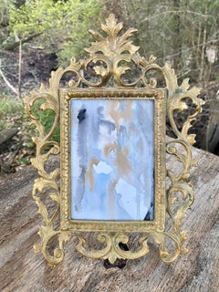 Contemporary Abstract Watercolor Painting in Virginia Metalcrafters Brass Frame