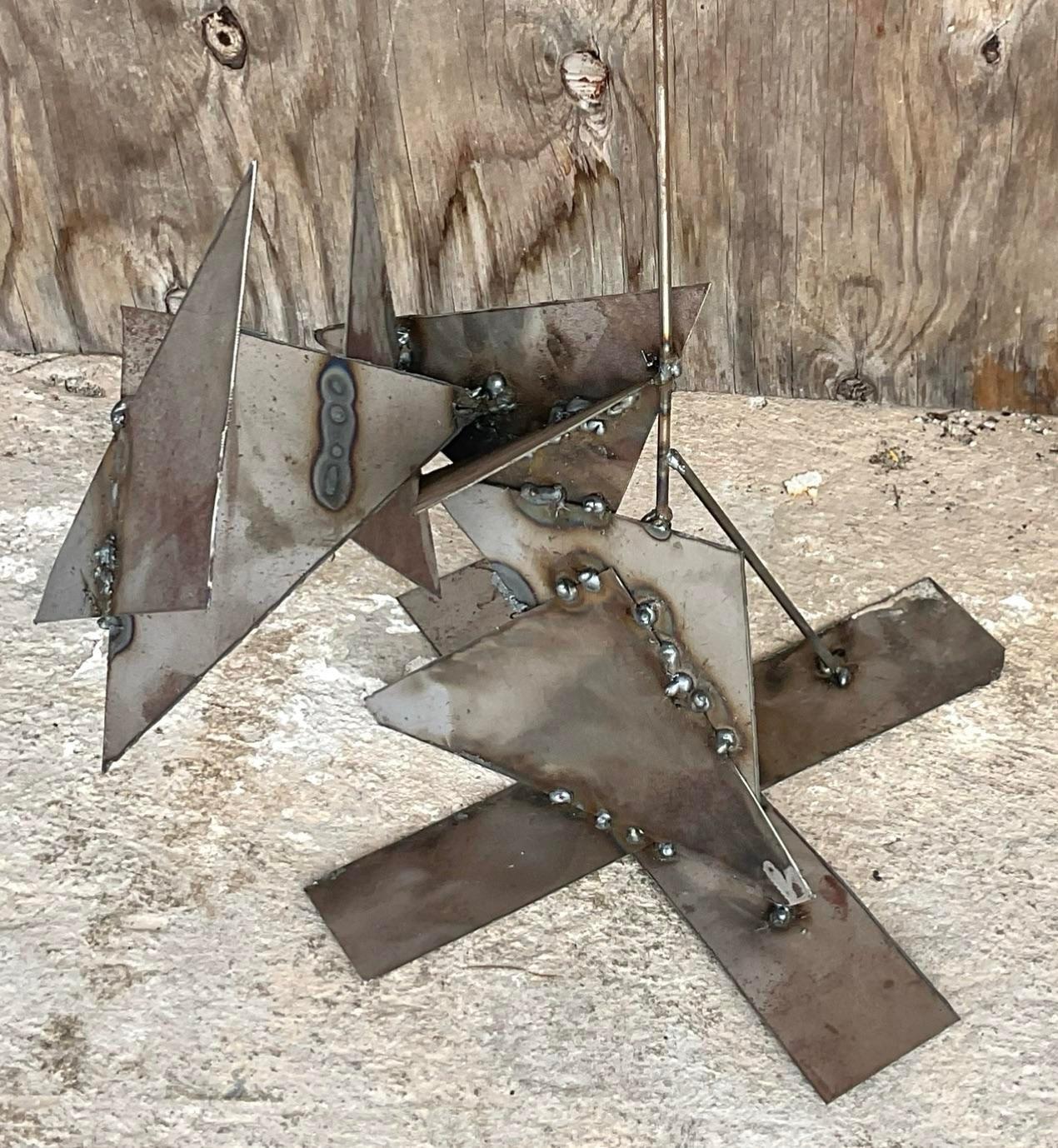 American Contemporary Abstract Welded Steel Kinetic Sculpture For Sale