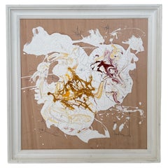 Pintura abstracta contemporánea blanca sobre madera de Felix Bachmann, 2024