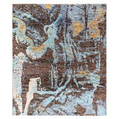 Contemporary Abstract Wool Hand Knotted Brown Area Rug 8
 3" x 10
 0"