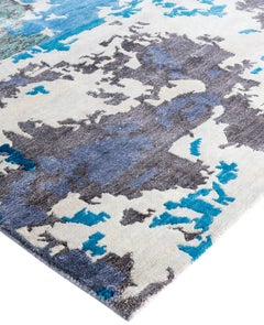 Contemporary Abstract Wool, Silk Hand Knotted Beige Area Rug 8' 2" x 9' 10"