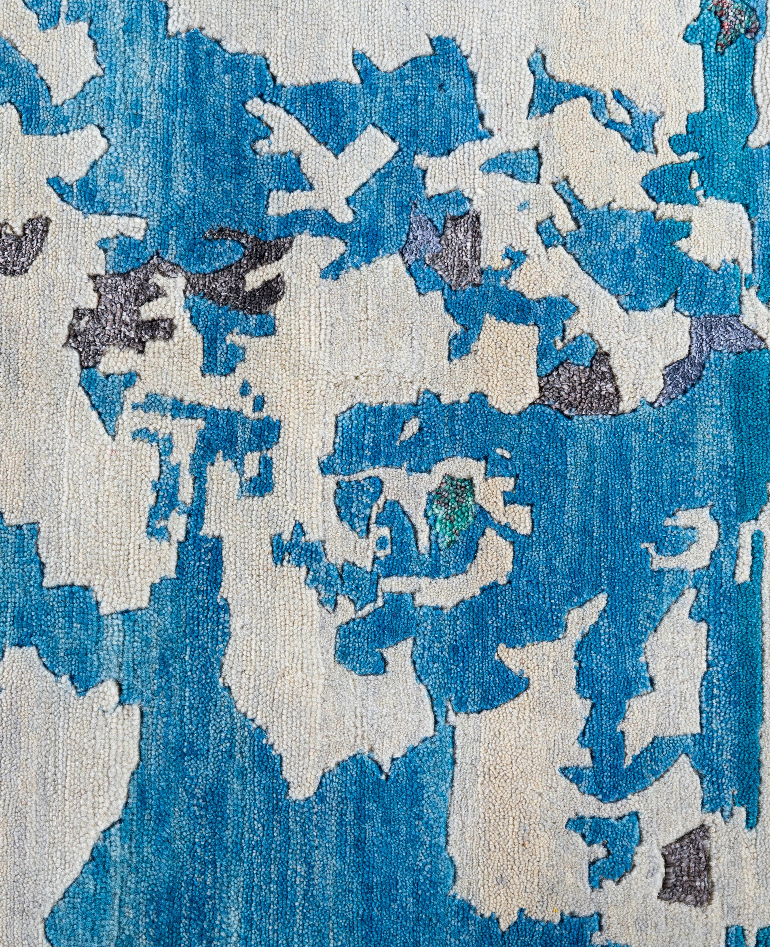 Indiano Contemporary Abstract Wool, Silk Hand Knotted Beige Area Rugs 8' 2