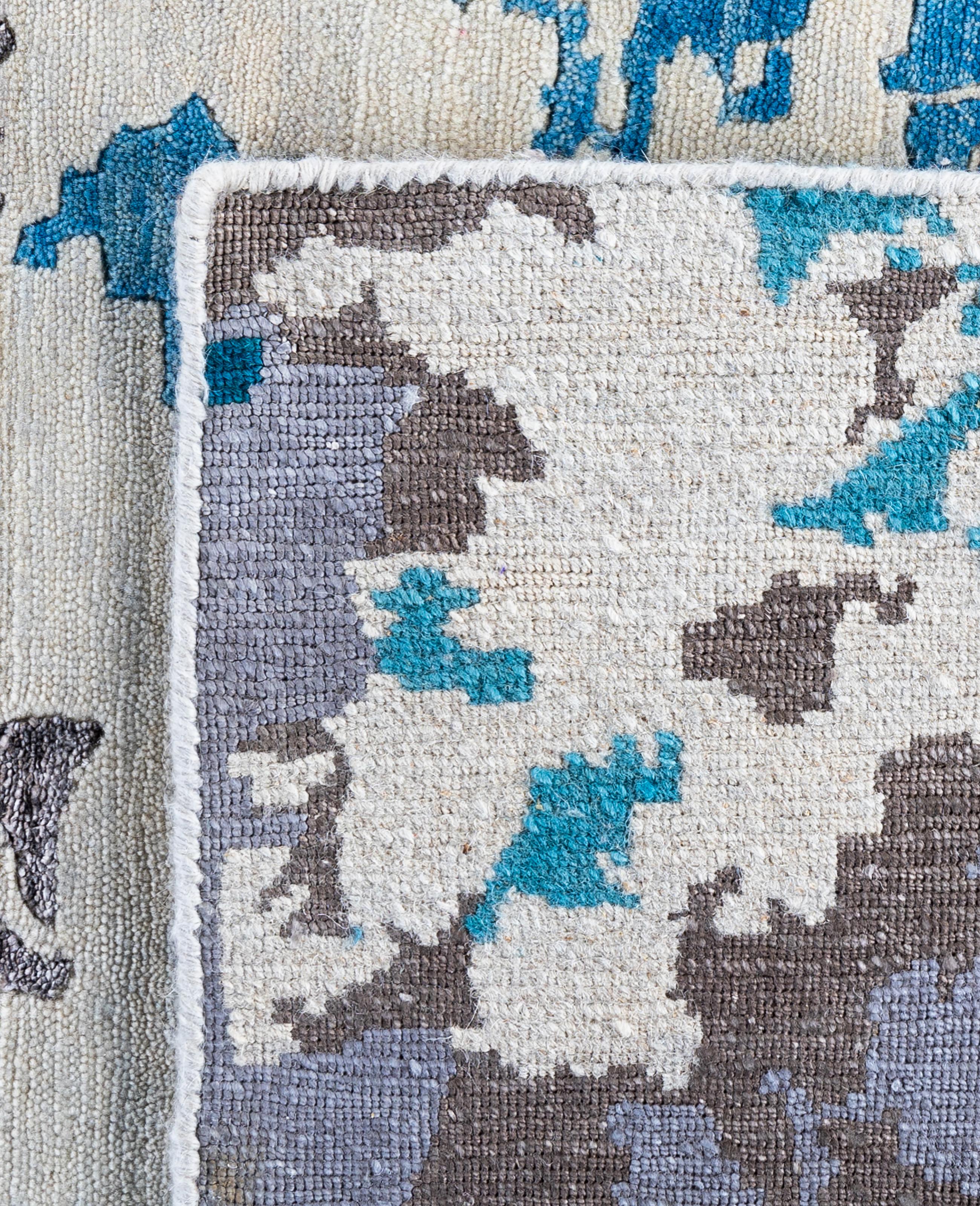 Contemporary Abstract Wool, Silk Hand Knotted Beige Area Rugs 8' 2