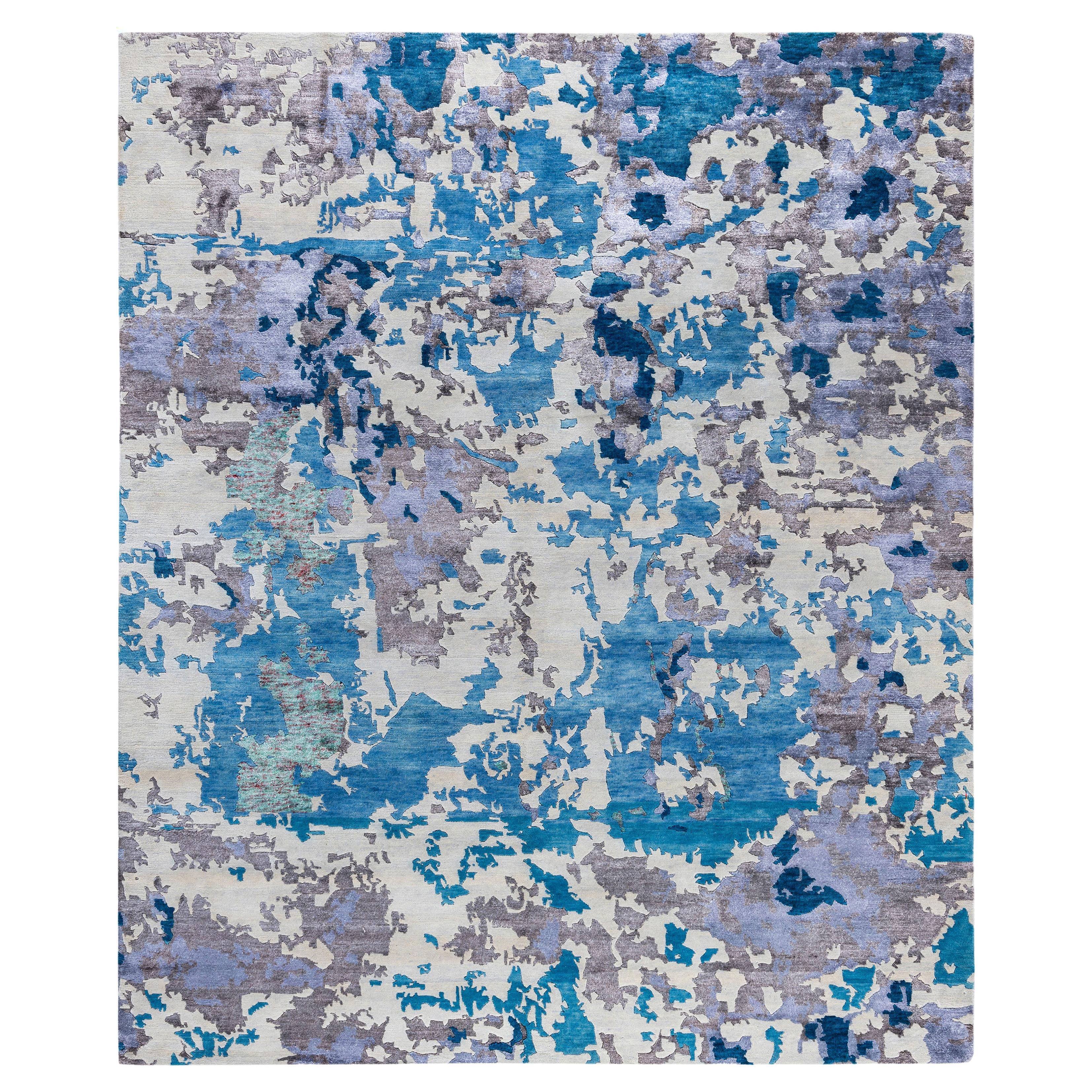 Contemporary Abstract Wool, Silk Hand Knotted Beige Area Rug 8' 2" x 9' 10"