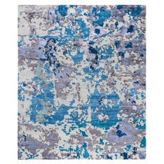Contemporary Abstract Wool, Silk Hand Knotted Beige Area Rug 8' 2" x 9' 10"