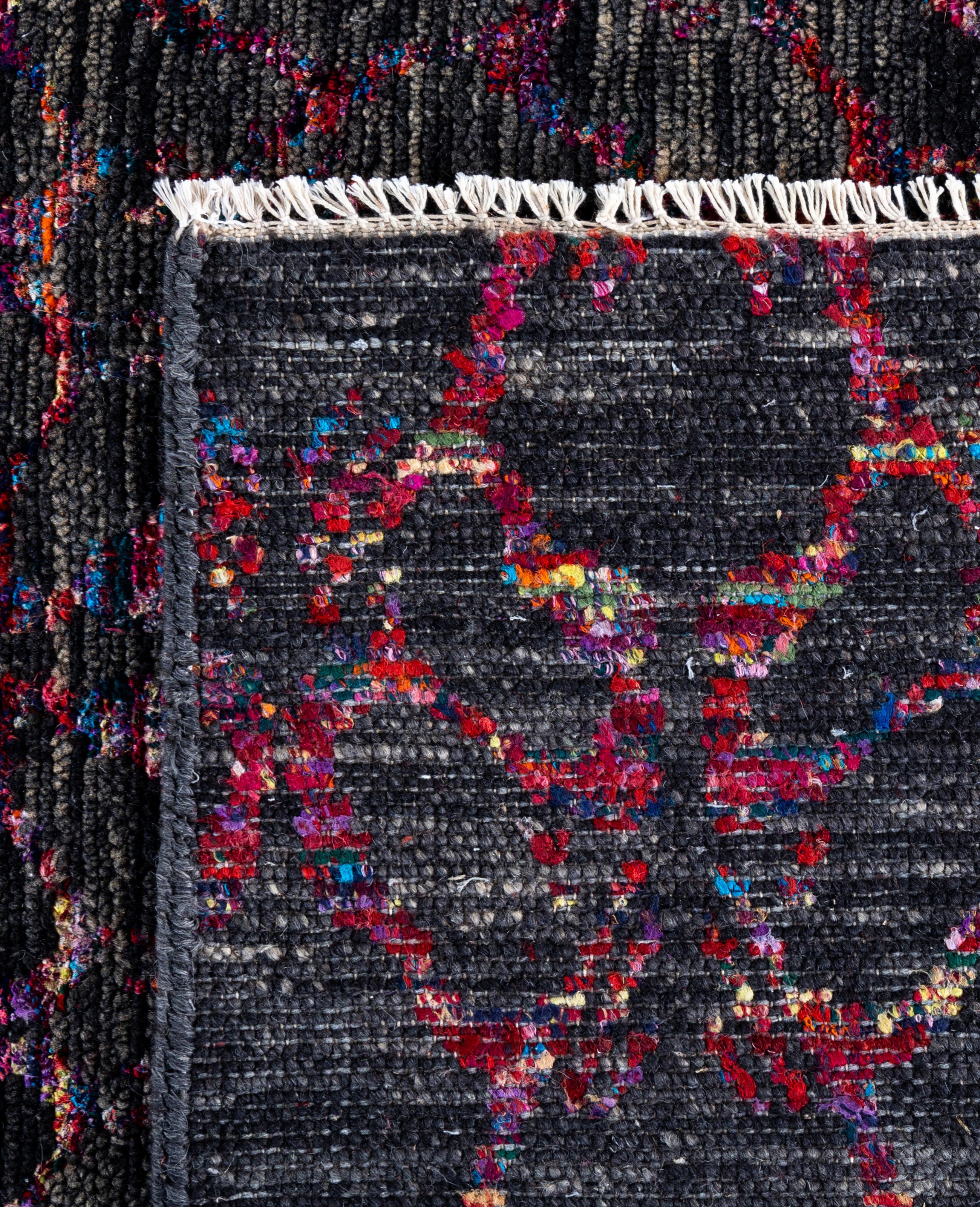 Contemporary Abstract Wool, Silk Hand Knotted Black Area Rugs 9' 0