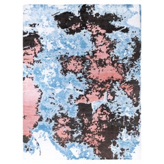 Contemporary Abstract Wool, Silk Hand Knotted Blue Area Rug 9' 3" x 12' 1"