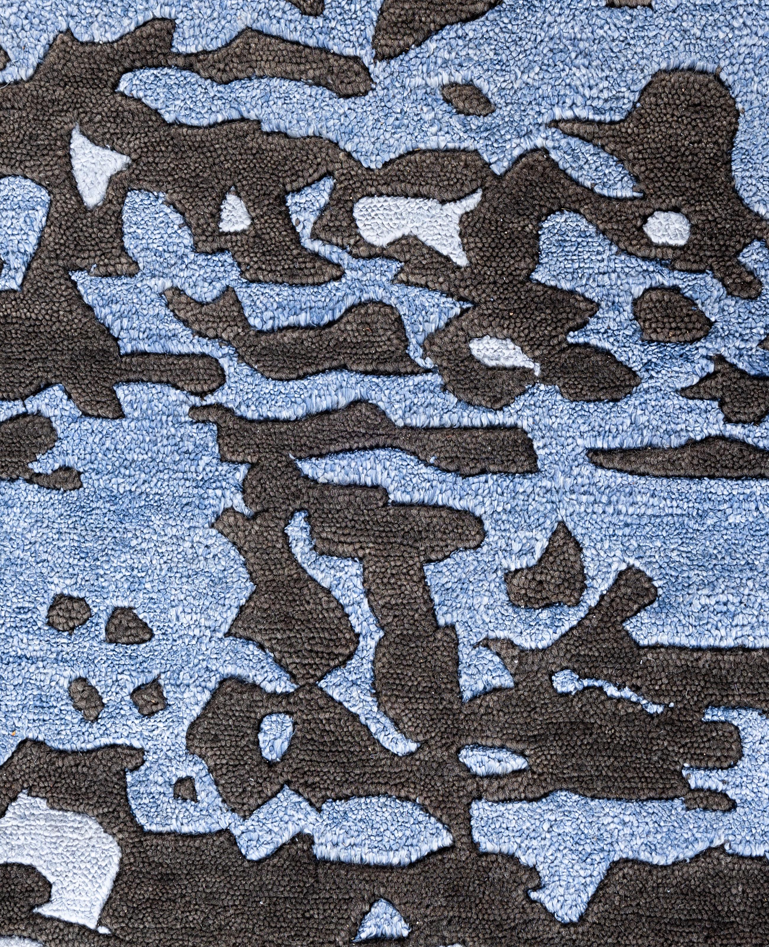 Contemporary Abstract Wool, Silk Hand Knotted Brown Area Rug 9' 2