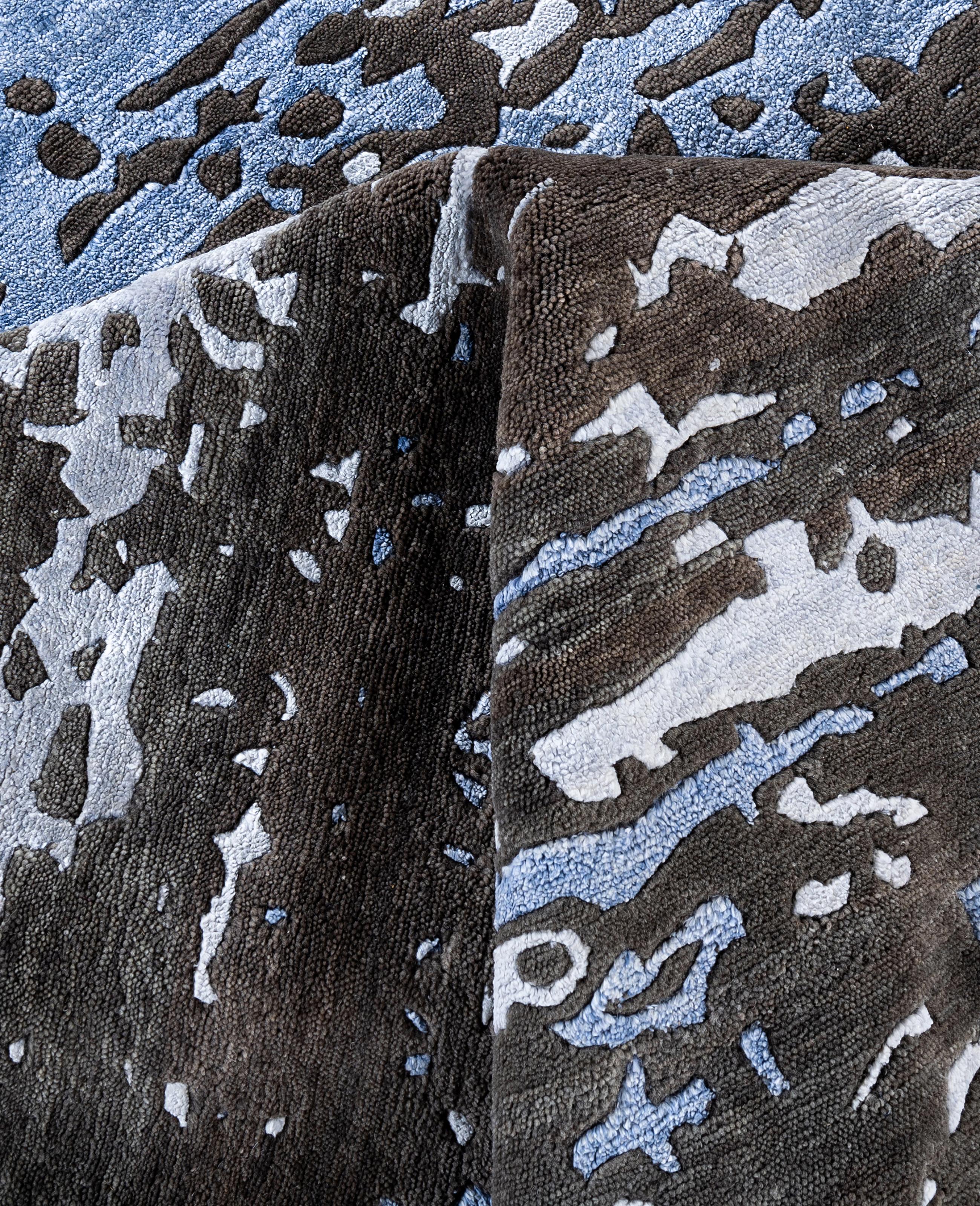 Contemporary Abstract Wool, Silk Hand Knotted Brown Area Rug 9' 2
