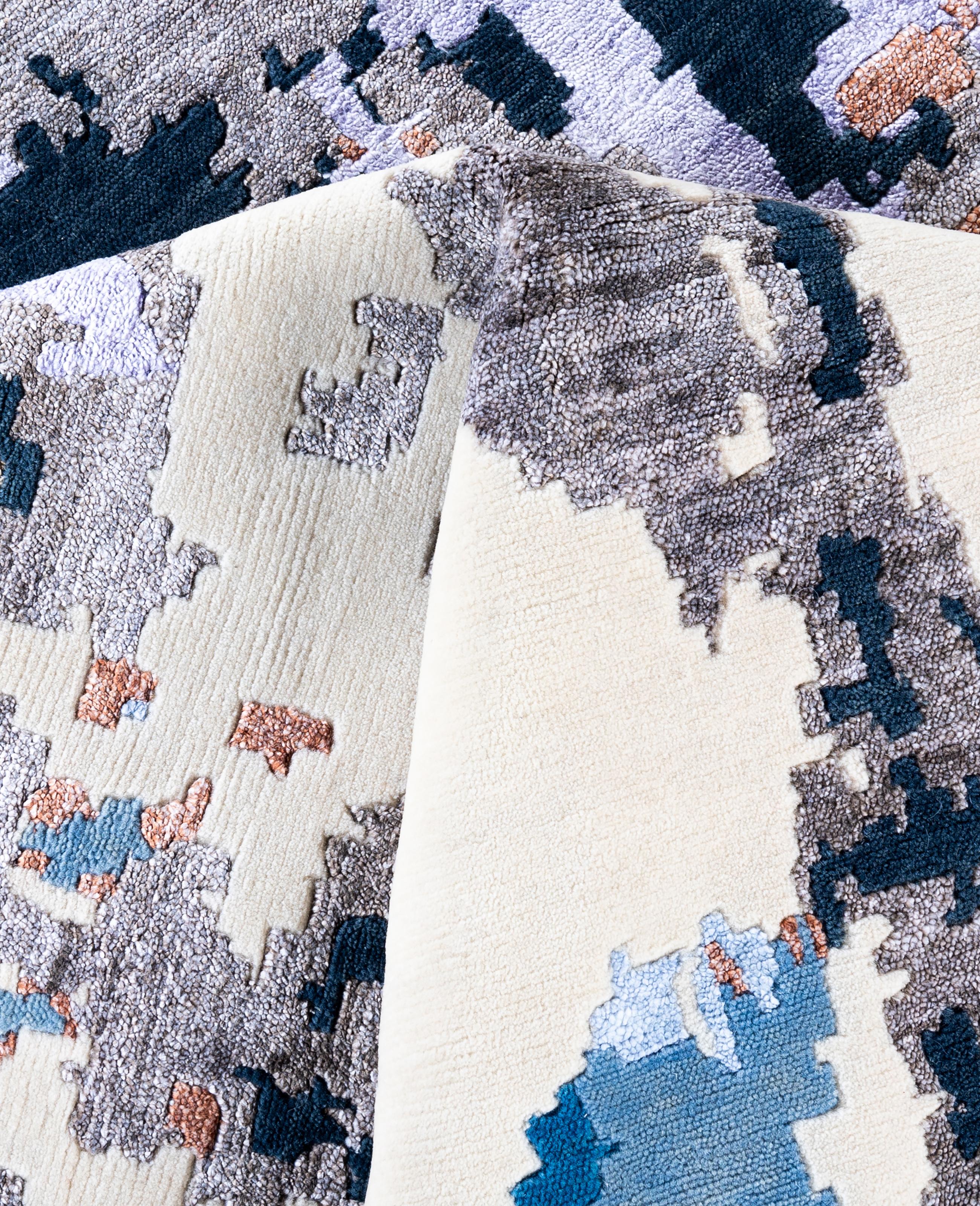 Contemporary Abstract Wool, Silk Hand Knotted Brown Area Rug 9' 2